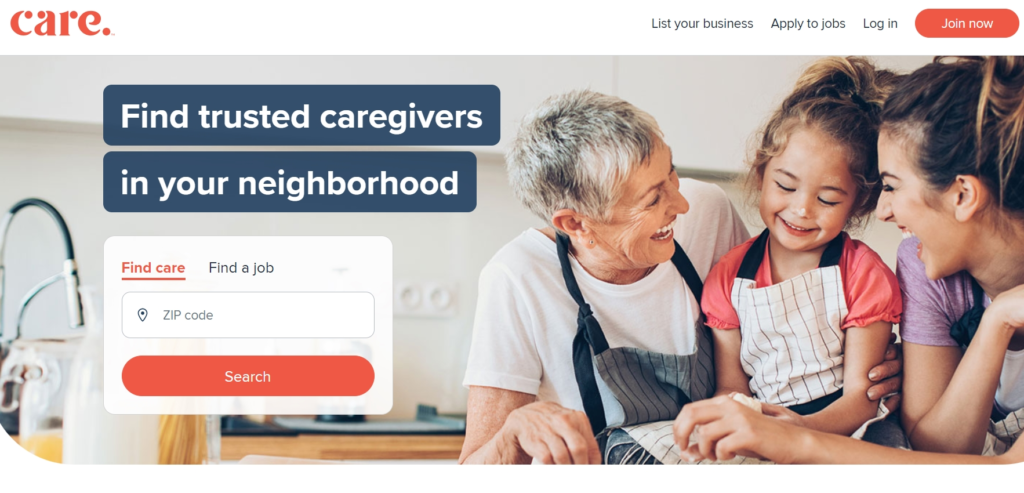 Care marketplace for families